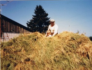 Lapsuuden kesät kuluivat pitkälti maalla, Sulkavalla. Isovanhemmat olivat maanviljelijöitä, joten koko serkusparvi pääsi pienenä matkustamaan heinäkuorman päällä ym. jännää... Kuvassa olen heinäkuorman päällä meidän Ukon (Aarne Kaartisen, 1923-2000) kanssa.